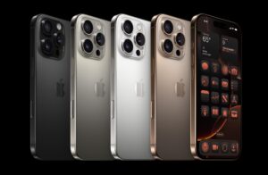 Apple iPhone 16 Pro Max showing front and back display in all official colours and rear triple-camera system