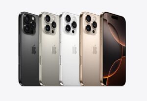 iPhone 16 Pro in four colors – Graphite, Silver, Gold, Blue